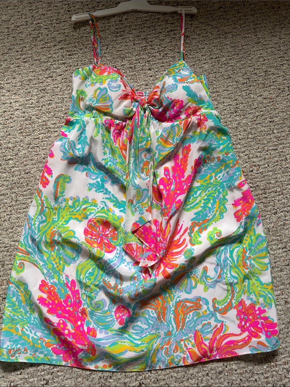 Lilly Pulitzer White Multicolor Floral Print Spaghetti Strap Tunic. Never worn